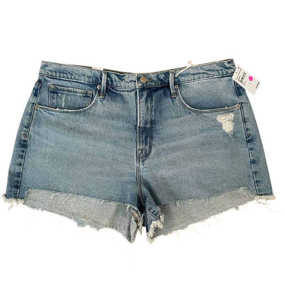 Good American Women High Rise 5 Pocket Design Raw Hem Jeans Shorts Size - 15 NWT - Picture 5 of 8